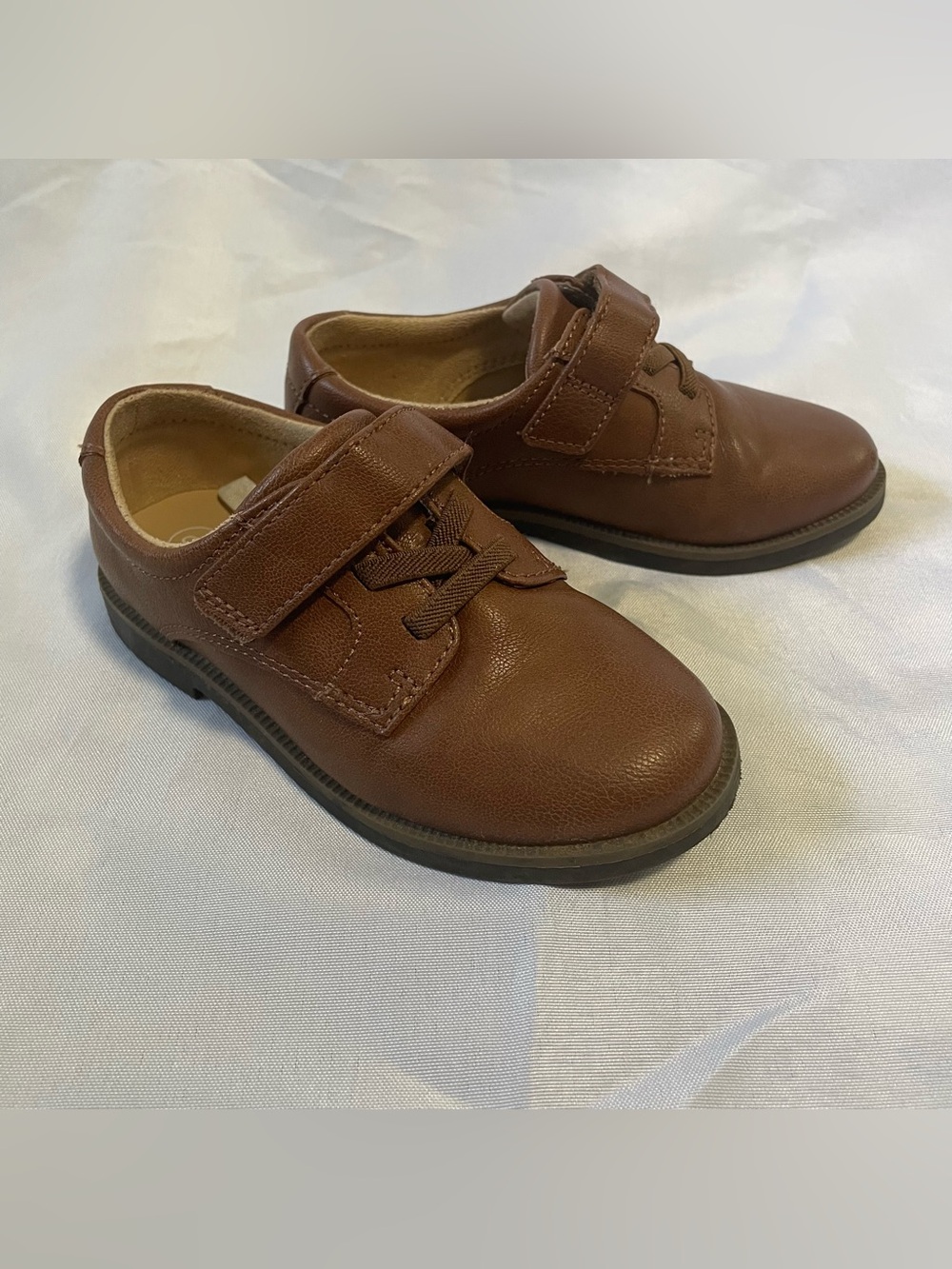 Cat & Jack Brown Kids Hook-and-Loop Dress Shoes